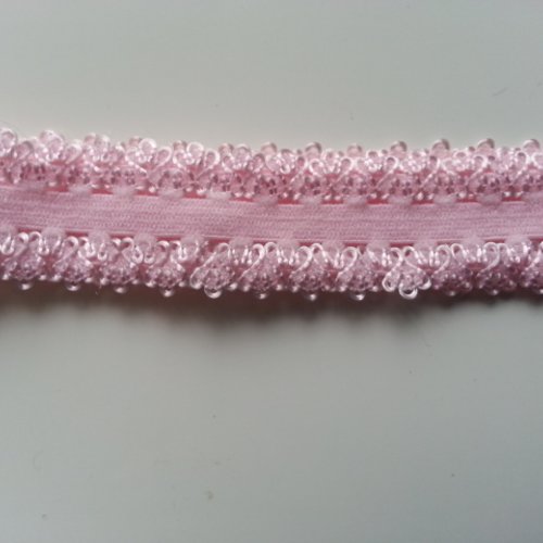 Bandeau elastique dentellé rose pale