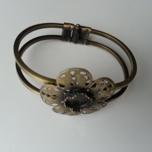Bracelet métal cuivre fleur de 35 mm pour cabochon de 12mm