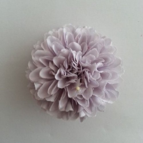 Fleur  en tissu pompon 50mm gris