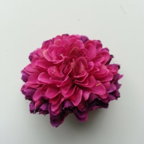 Fleur  en tissu pompon 50mm prune et prune foncé