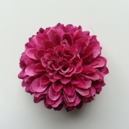 Fleur  en tissu pompon 50mm prune