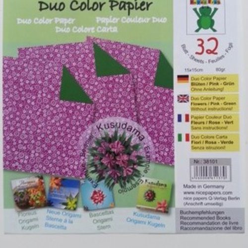 32 feuilles de papier pour fabrication de fleurs en papier kusudama violet et vert