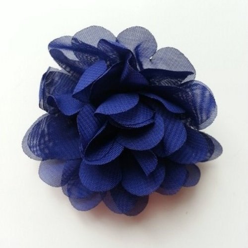 Fleur en tissu mousseline de 60mm bleu marine