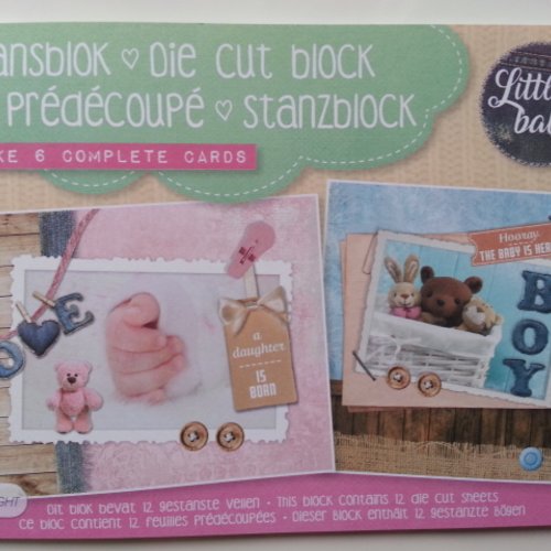 Bloc de 6 cartes prédécoupées motif "little baby"