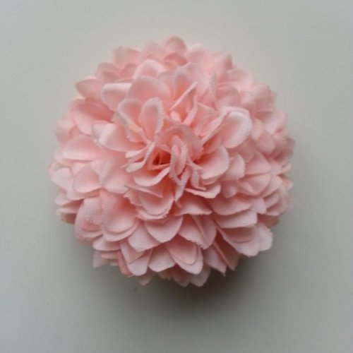 Fleur  en tissu pompon 50mm peche