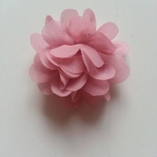 Fleur en tissu mousseline de 60mm vieux rose