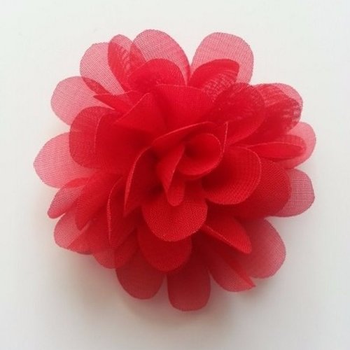 Fleur en tissu mousseline de 60mm rouge