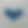 Ecusson pacth à coudre  coeur pailleté bleu  40*40mm