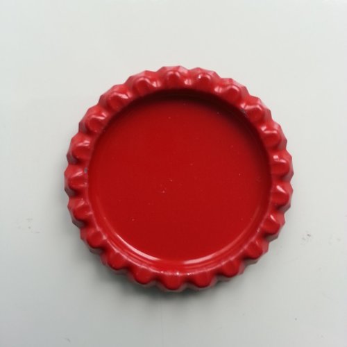Lot de 2 capsules  en métal pour cabochons de 25mm rouge