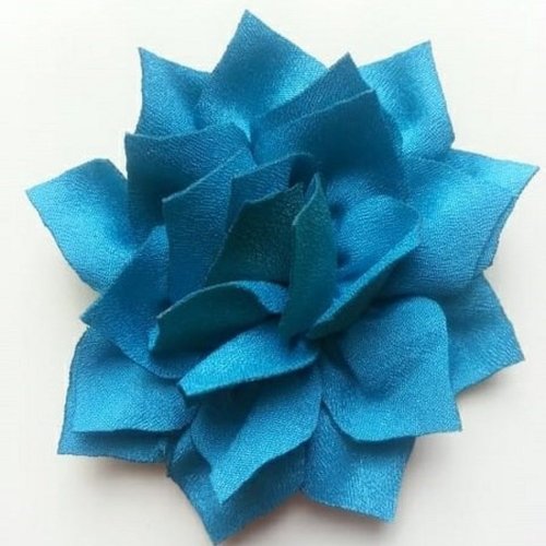 Fleur en tissu bleu vert 70mm