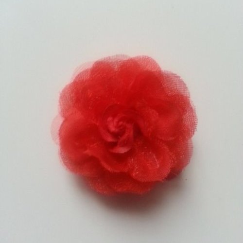 Fleur  en tissu rouge  45mm