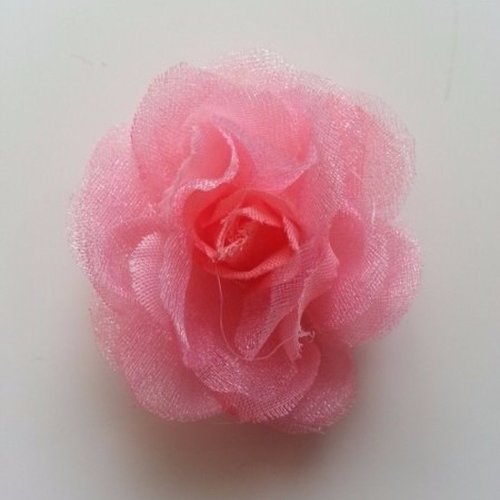Fleur  en tissu rose saumoné 45mm