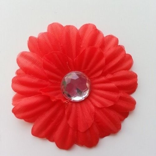 Fleur marguerite en tissu rouge 55mm