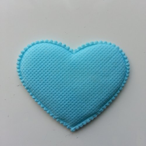 Coeur moyen  en feutre rembourré  épaisseur 1mm  65*55mm bleu