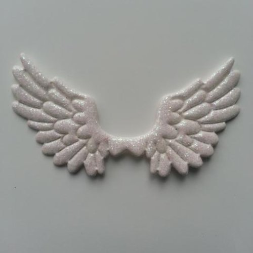 Applique ailes d'ange en tisu pailleté  65*35mm blanc