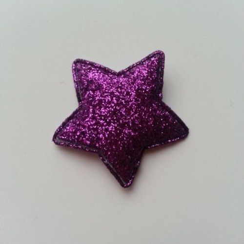 Étoile matelassée pailletée violet  33mm