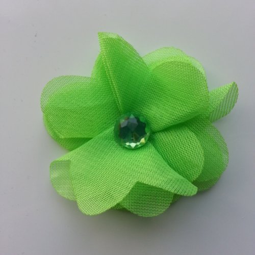 Fleur en tissu mousseline 50mm vert
