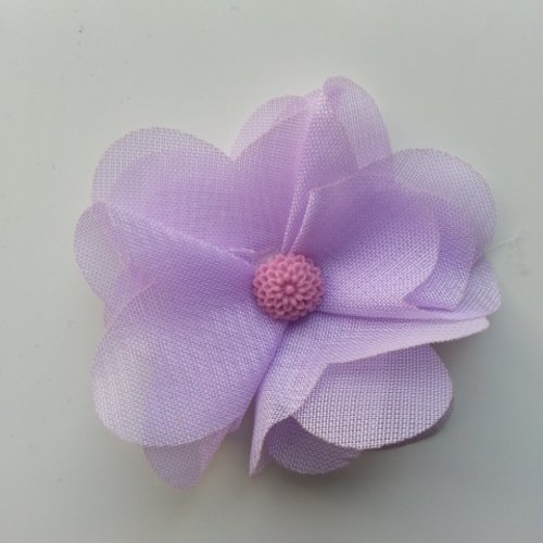 Fleur en tissu mousseline 50mm mauve