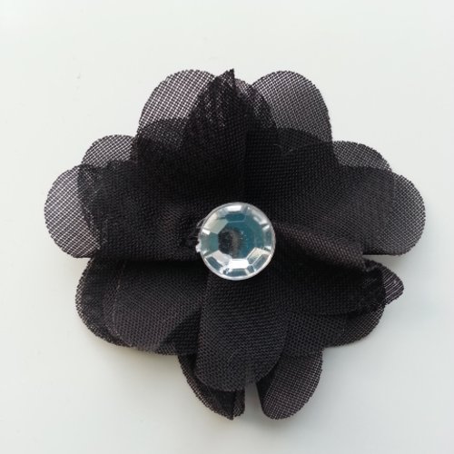 Fleur en tissu mousseline 50mm noir