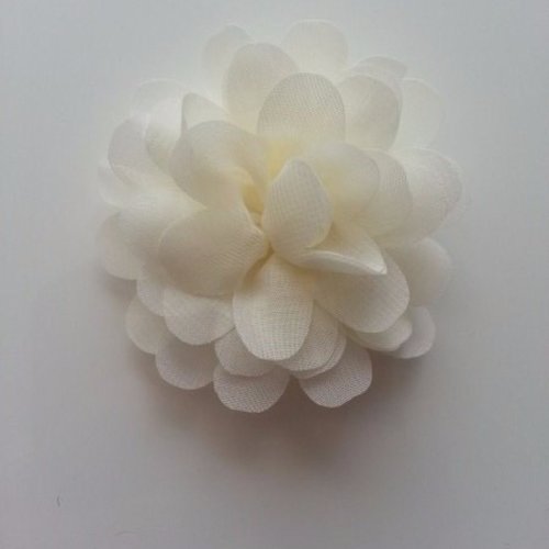 Fleur en tissu mousseline de 60mm ivoire