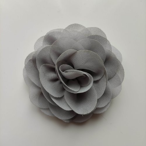 Fleur de pavot  en mousseline gris 80mm