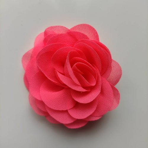 Fleur de pavot  en mousseline rose bonbon  80mm