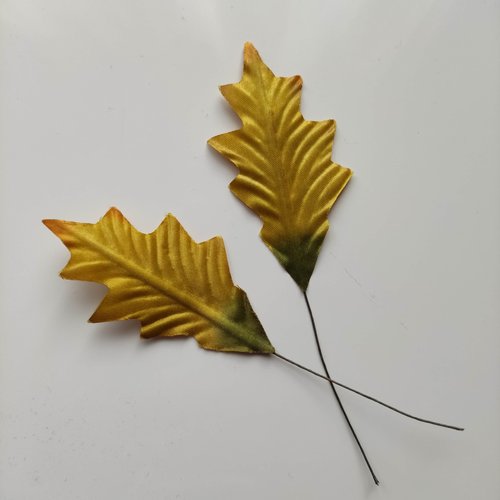 Lot de 2 feuilles artificielles marron clair   sur tige  75mm