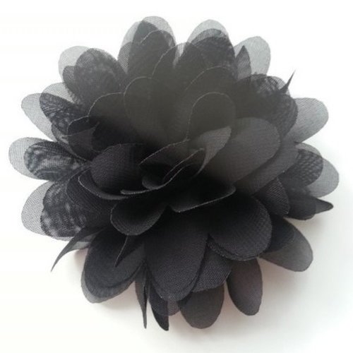 Fleur en mousseline noir 10cm