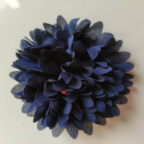 Fleur mousseline 90mm bleu marine
