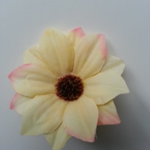 Fleur artificielle marguerite en tissu 60mm jaune et rose