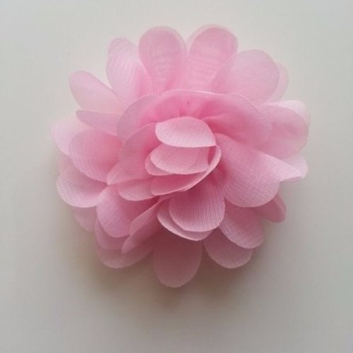 Fleur en tissu mousseline de 60mm rose