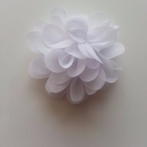 Fleur en tissu mousseline de 60mm blanc