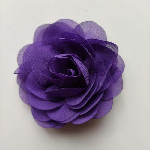 Fleur de pavot  en mousseline violet 80mm