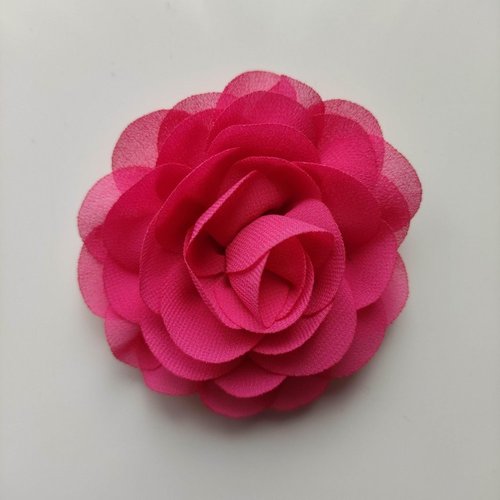 Fleur de pavot  en mousseline rose fuchsia 80mm