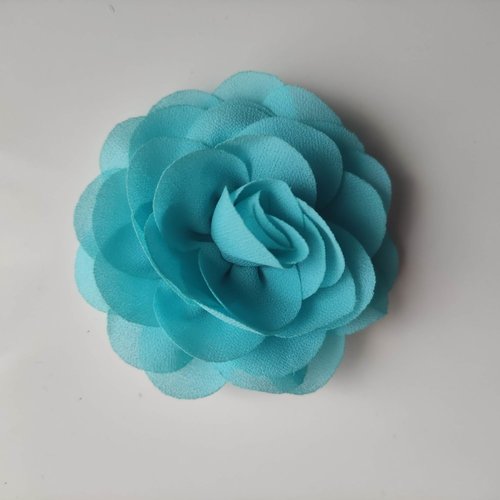 Fleur de pavot  en mousseline bleu 80mm