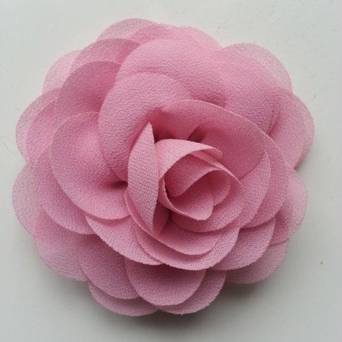 Fleur de pavot  en mousseline vieux rose 80mm