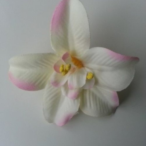 Orchidée artificielle en tissu ivoire et rose