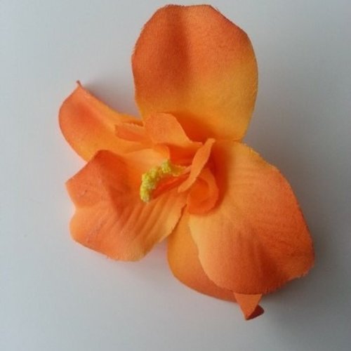 Orchidée artificielle en tissu orange