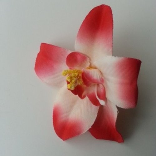 Orchidée artificielle en tissu rouge et blanc