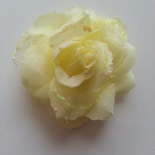 Rose  en tissu pailletée  jaune 70mm