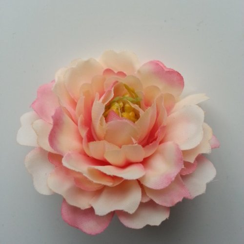 Fleur artificielle avec pistils en tissu peche et rose 55mm