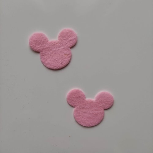 Lot de 2 appliques tête de souris minnie 28*35mm rose