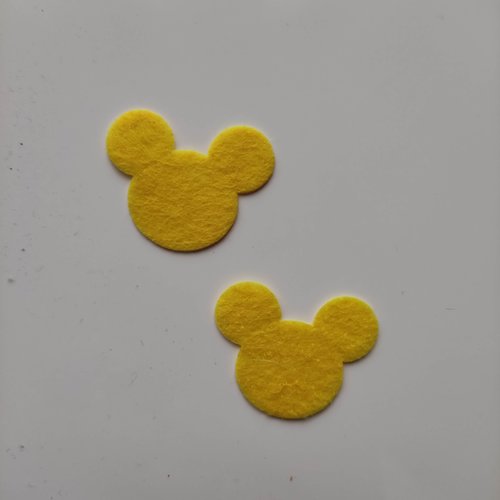 Lot de 2 appliques tête de souris minnie 28*35mm jaune