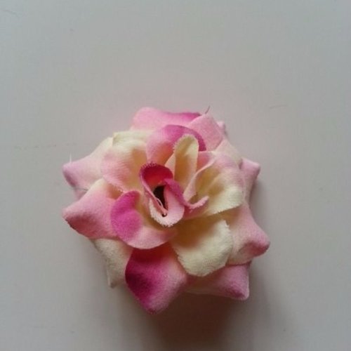 Fleur en tissu de 50mm rose et ivoire