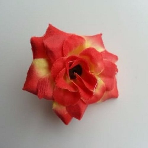 Fleur en tissu de 50mm rouge et jaune