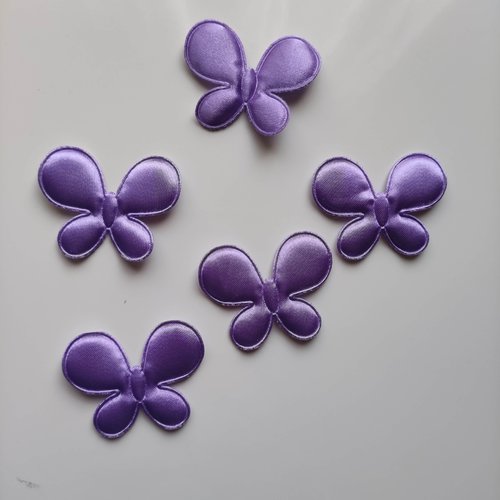 Lot de 5 appliques papillon satin violet   45*35mm