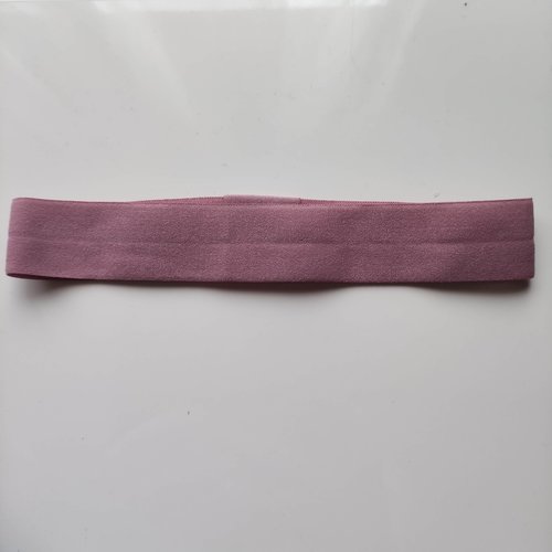 Bandeau cheveux  elastique extensible  de couleur vieux rose 20mm de large