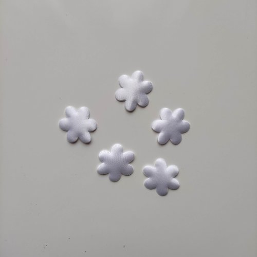 Lot de 5 petites fleurs fleur satin 20mm blanc