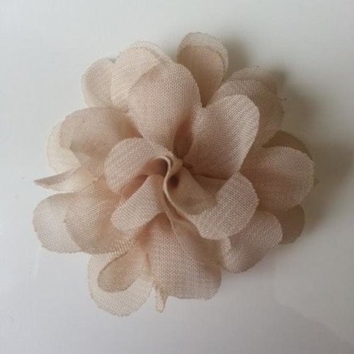 Fleur en tissu mousseline de 60mm beige