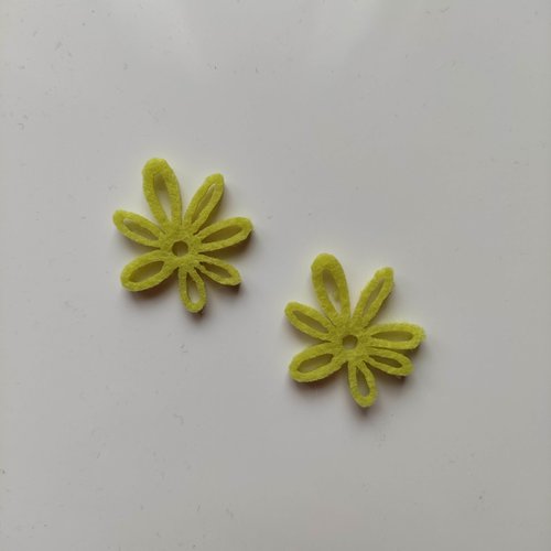 Lot de 2 fleurs   en feutrine  30 mm vert